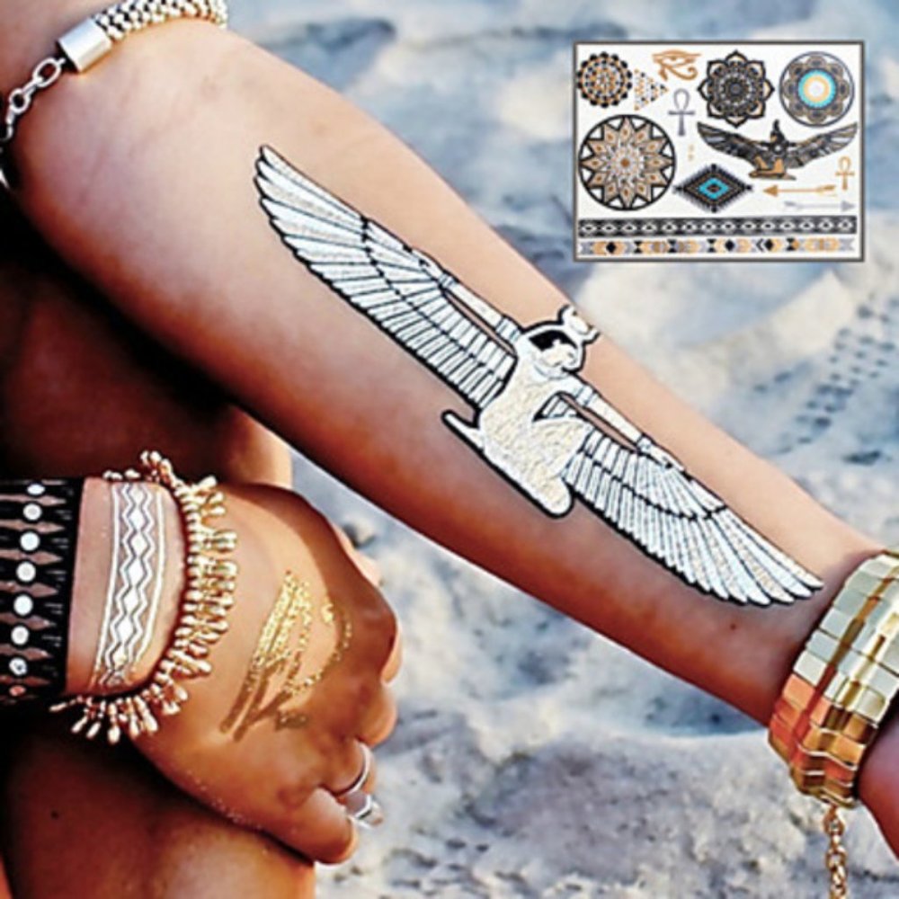 3 sheets Golden White Temporary Tattoo - Picture 12 of 15